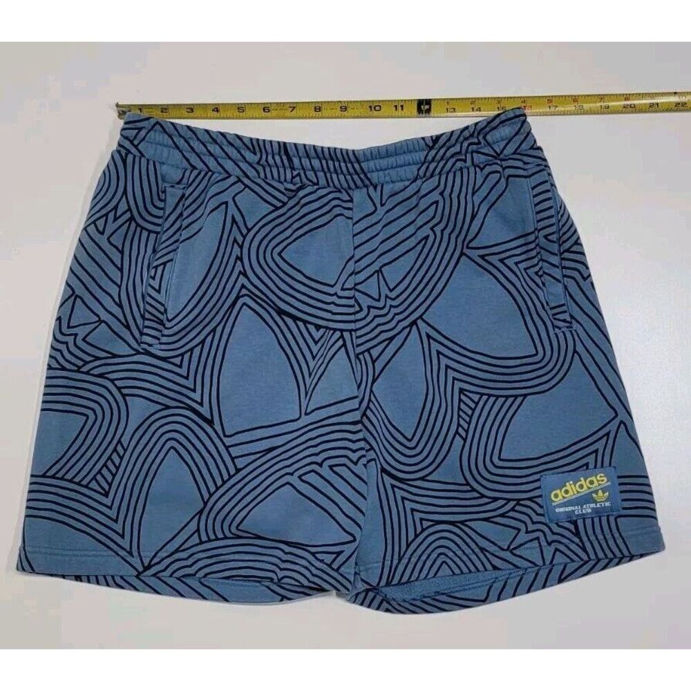 Adidas Sweat Shorts All Over Trefoil‎ Logo Blue Men's Size Large